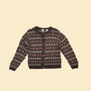 1990s GAP kids XL cardigan sweater, vintage XL (age 11-12) brown/red sweater